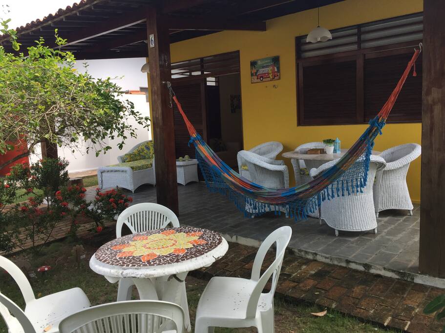 Varanda da frente do nosso chalé