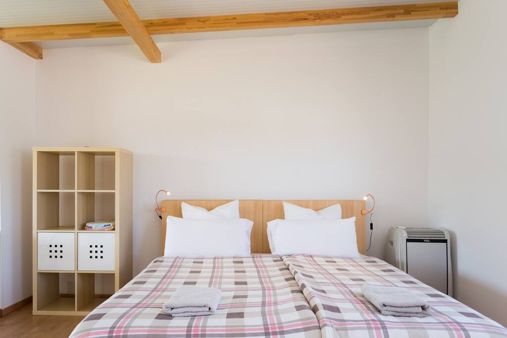 your own set of duvet + pillows + night lamp