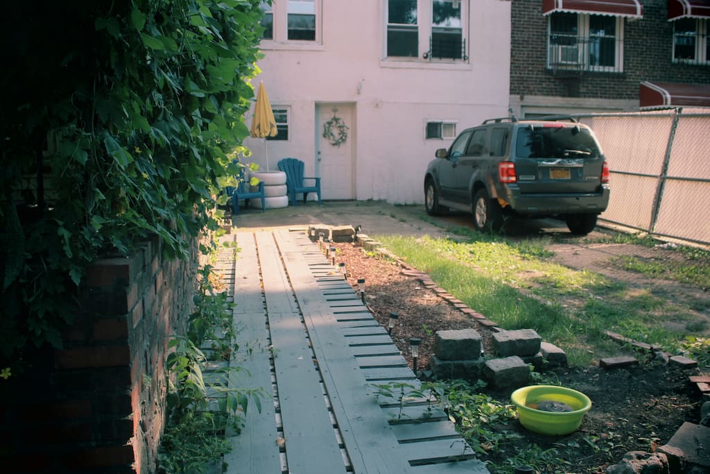 This is the parking area provided if you need, which takes you straight to the door of your apartment. There is a wooden path for access by walk.