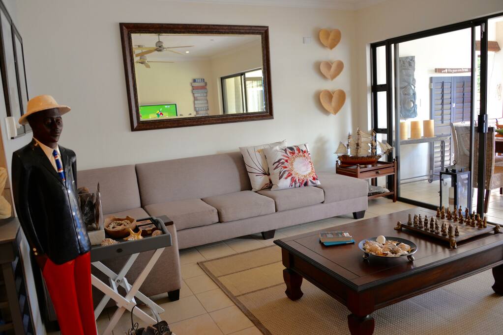 Spacious living area with modern decor