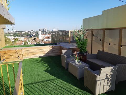 Sunny terrace 80m2 apart brand new 7min metro