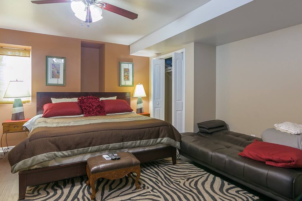 Basement apartment: feature a king and a full size futon