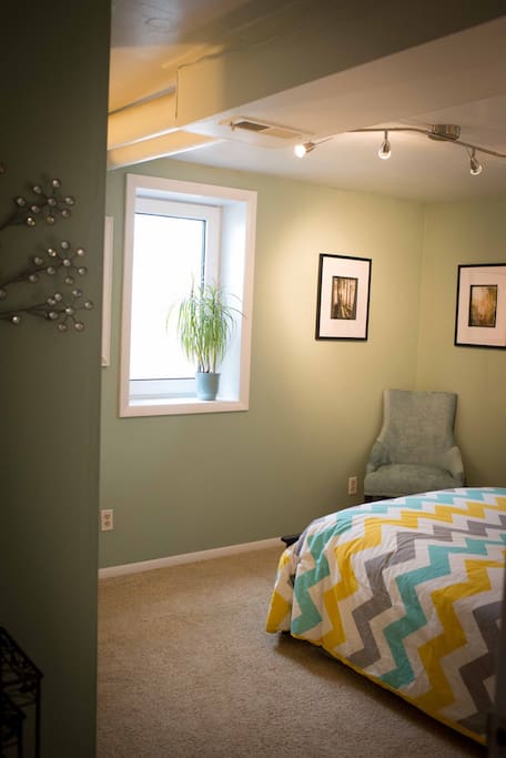 Modern, bright egress window. Coooool in the summertime:)