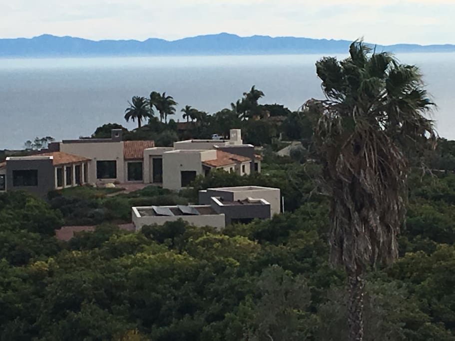 Our ranch with the separate guesthouse in the foreground and house and Santa Cruz Island in background Photo 1/8/17