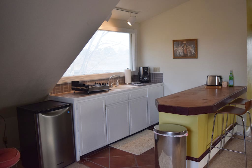 Small Open Kitchen with beautiful views.