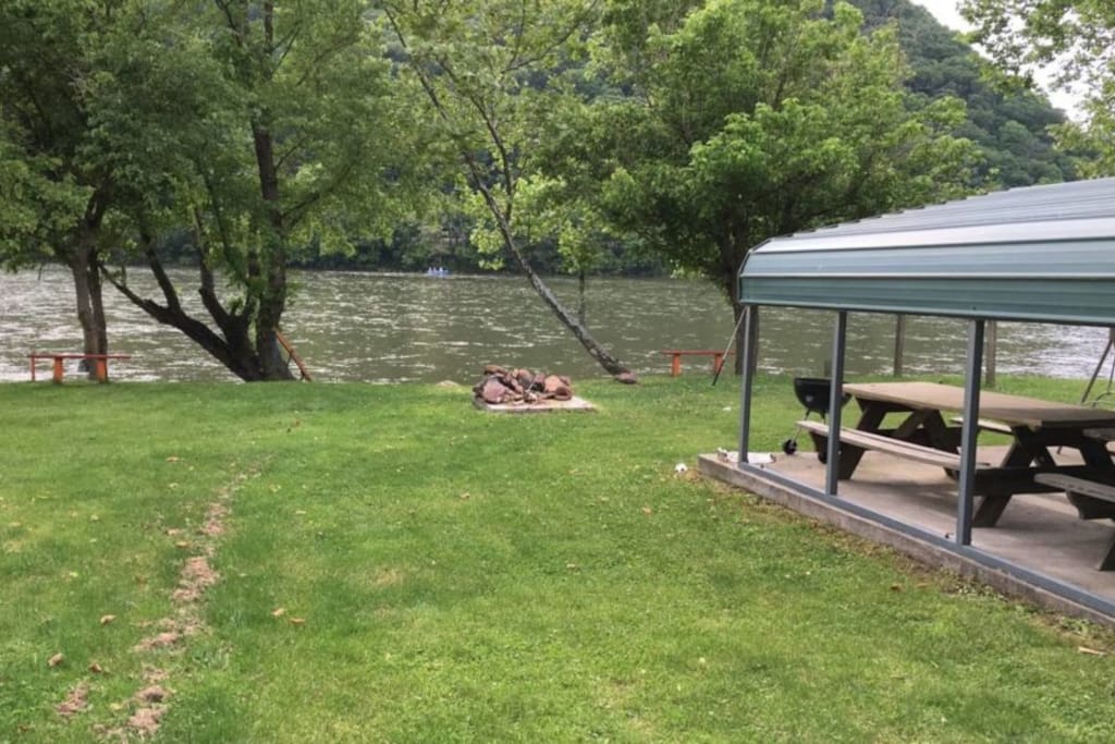 Fire pit area and pavilion