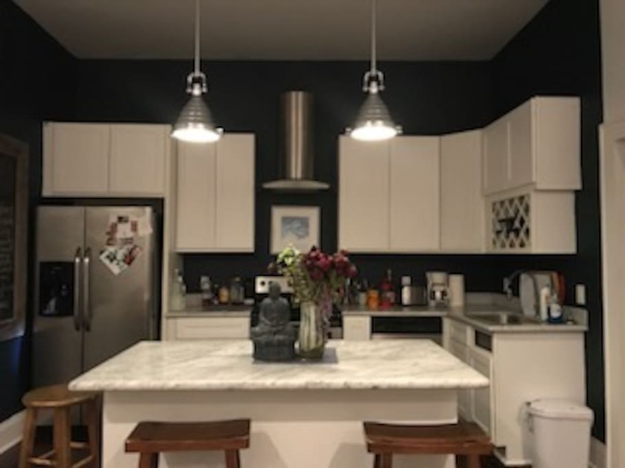 Open kitchen marble counters