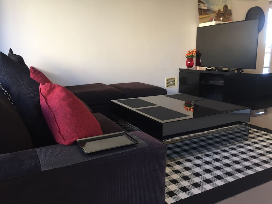 Our lounge room with very comfortable couch for chilling out and watching Netflicks