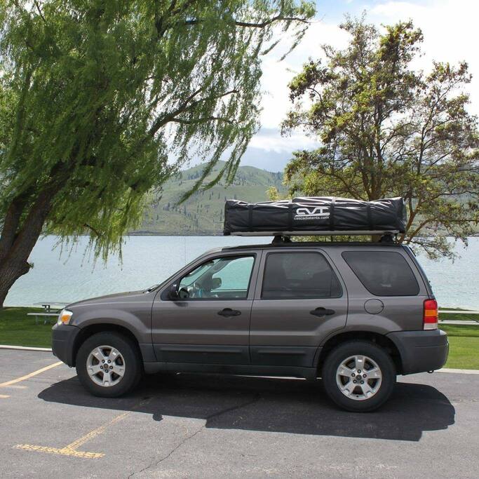 this is a photo of the tent all folded up in case you decide to rent it to drive it somewhere else