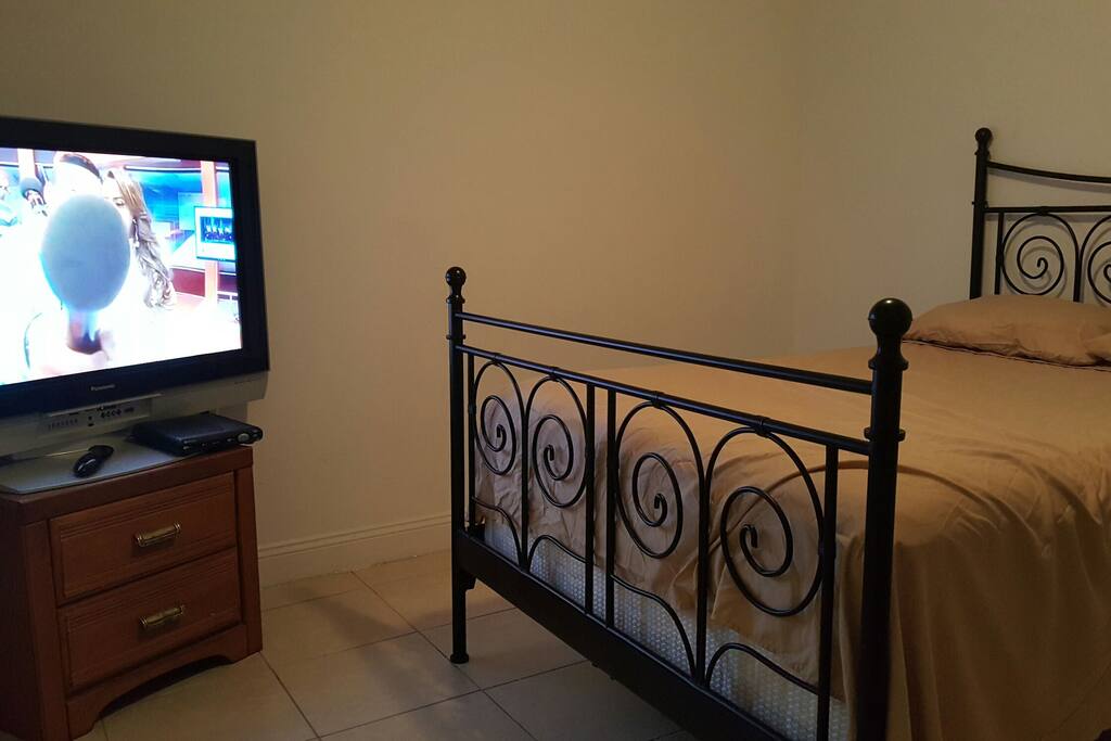 Nice bedroom with a 42 inches TV cable with all premium channels