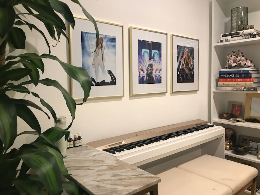 Weighted keyboard in your private room. Great for musicians and writers.