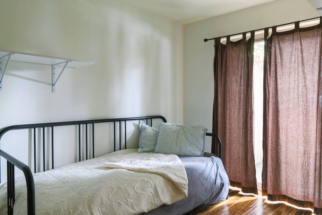 This is the available bedroom. It's a twin bed.