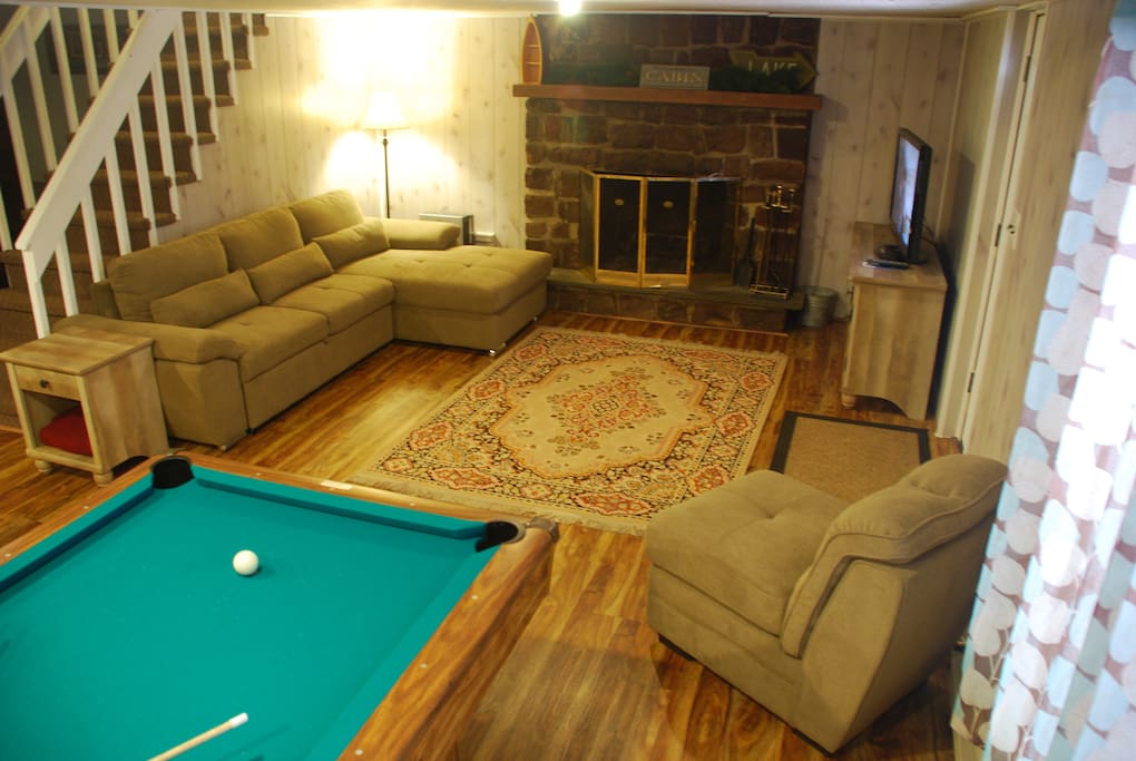 Bottom floor living area and game room