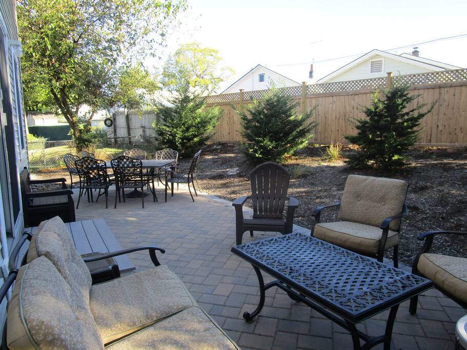 Private back patio seating