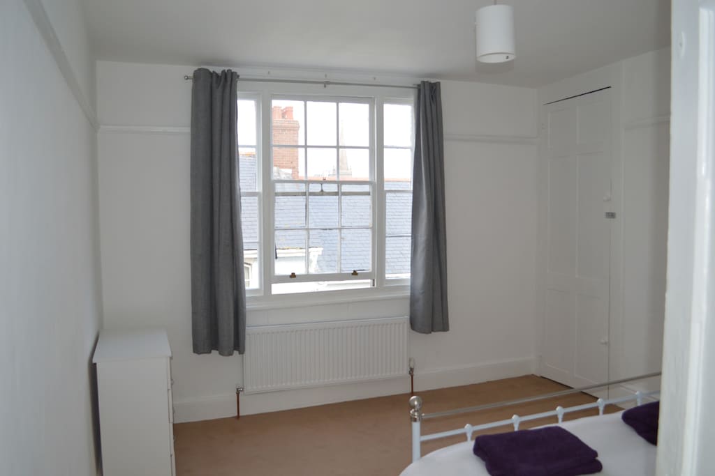 Large, bright and airy double bedroom with comfortable mattress.