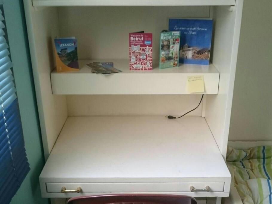 Private desk with some maps and touring guides