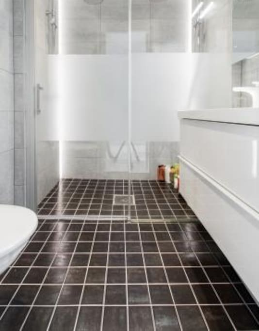 Big toilet with 2 showers
