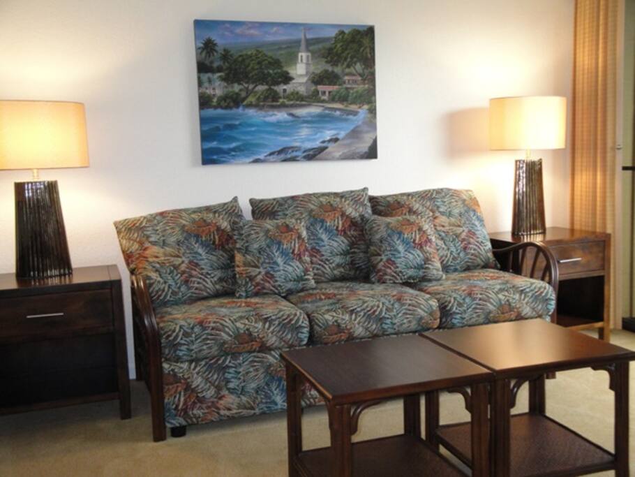 Living room with pull out sleeper