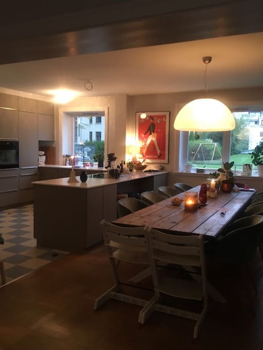 Kitchen and dining room.