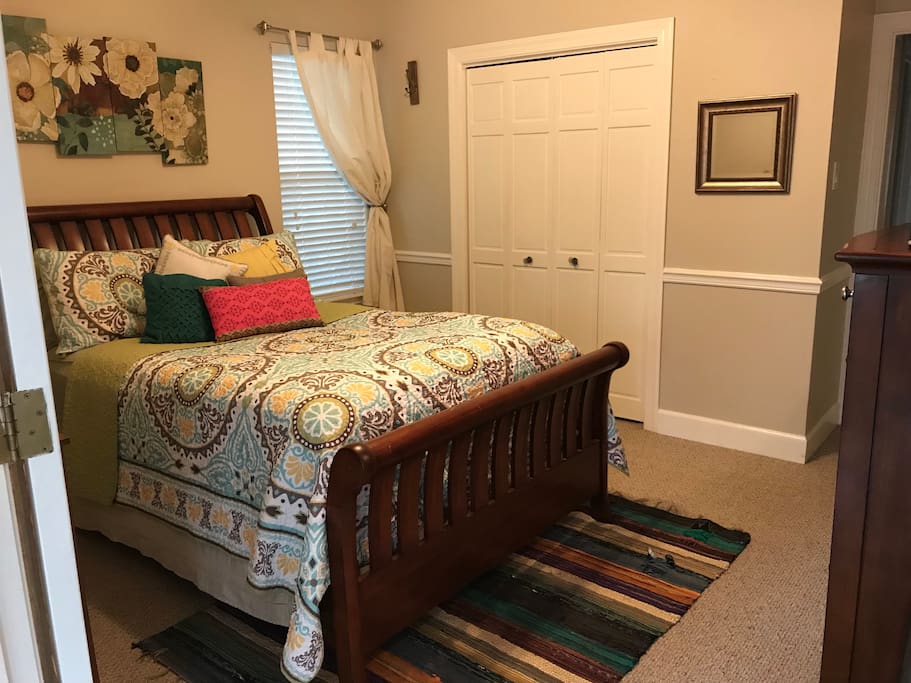 Double doors lead directly into your bedroom with full-size bed.