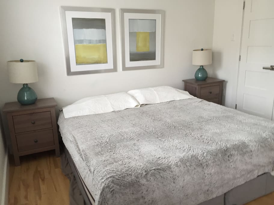 King size bed in master bedroom