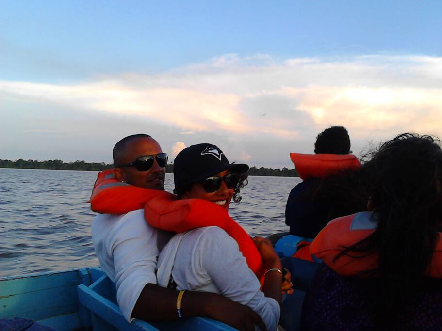 Crossing majestic Essequibo River on way to WD's Rainforest Suites