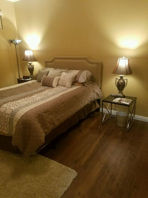 Spacious,clean and quiet,nice mattress and bedding.