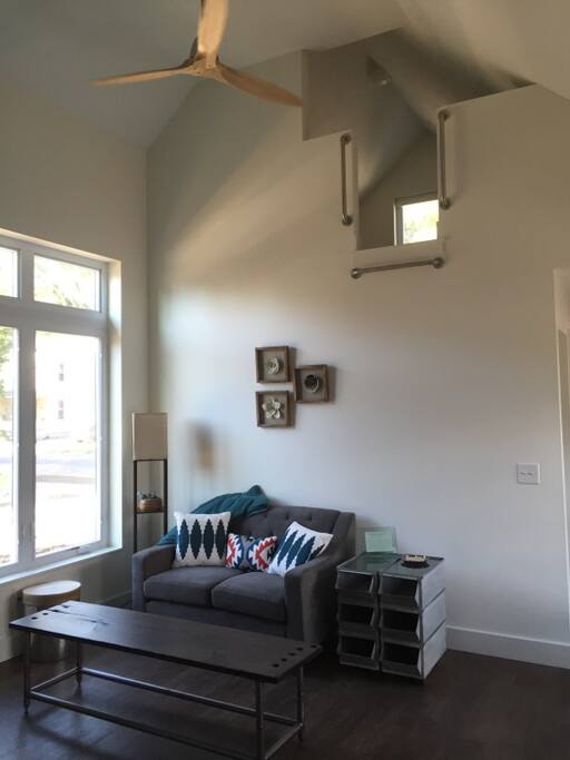 Main living area with loft (access via ladder).