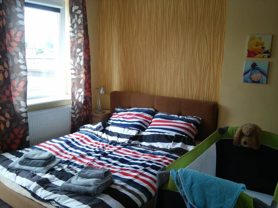 Bedroom with wide bed (1,60m) and if you need - also baby cot available
