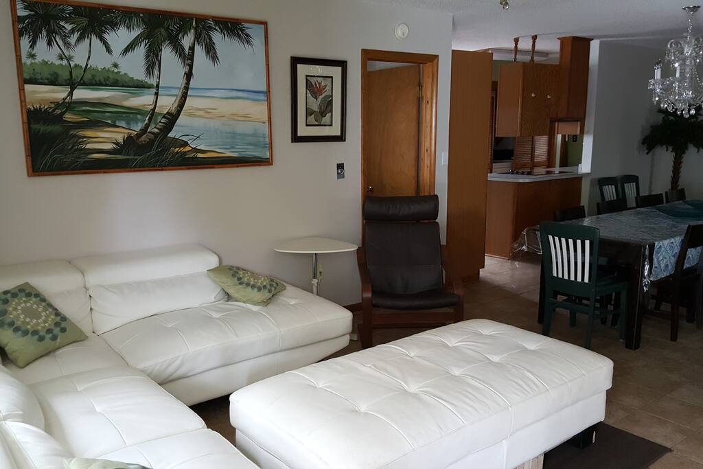 First floor living room and dining room