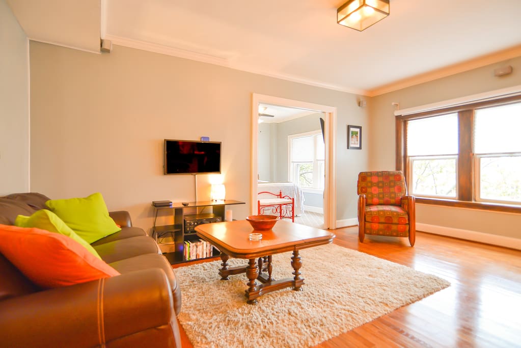 Light and vivid color to excite the senses. Televisions in living room and bedroom