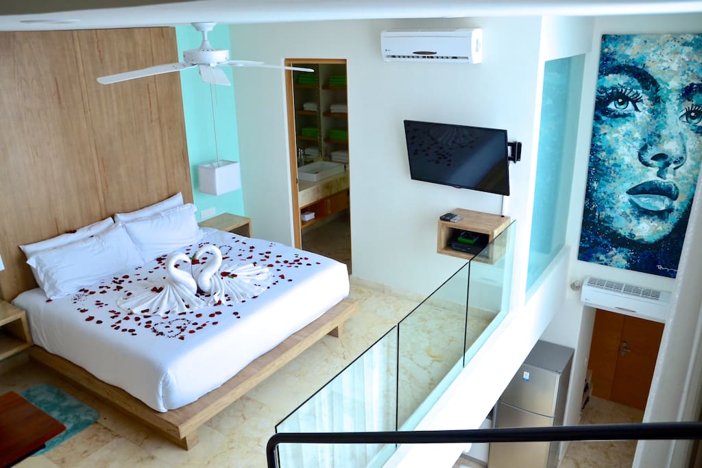 Master bedroom with king-sized bed