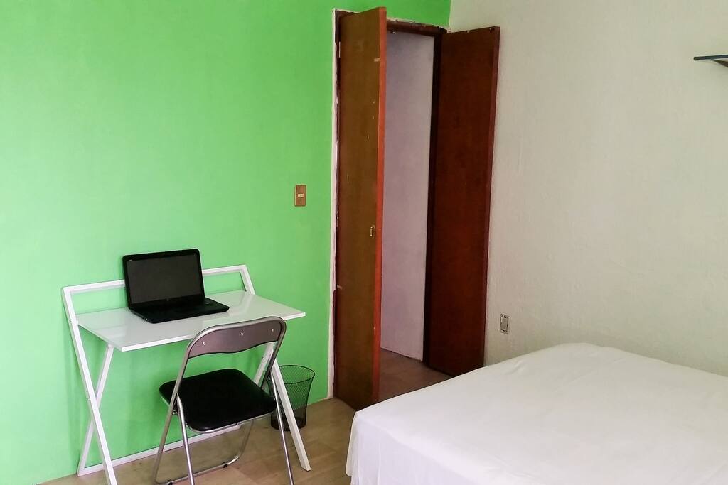 Desk and Small CLoset with Hangers and Drawers