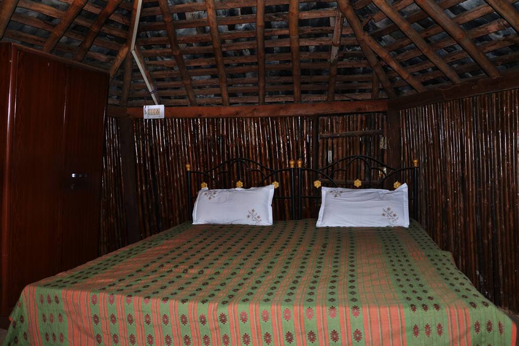 Interiors of the hut. The room is on the first floor of the hut.