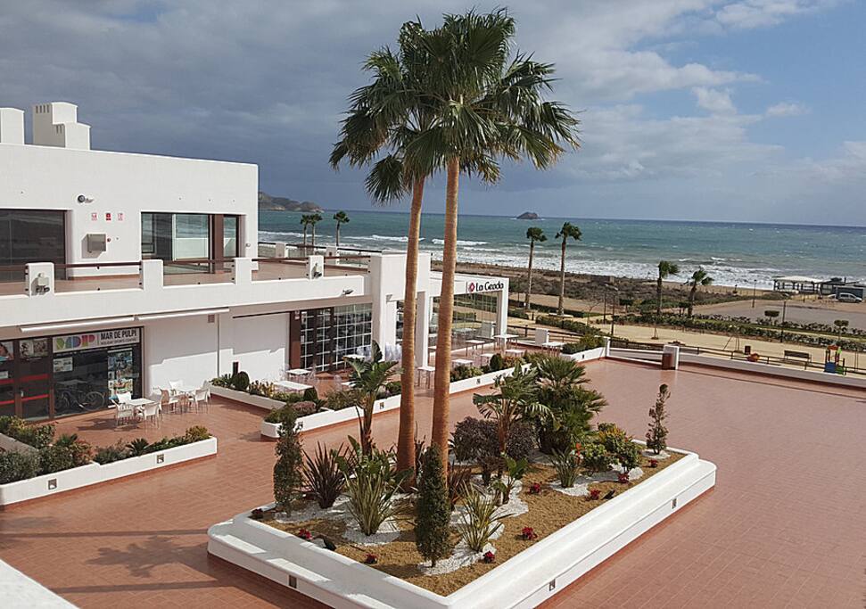 The commercial centre of the development with bar/restaurants, gym etc.