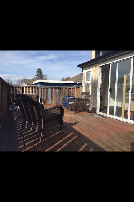 Large outdoor patio with all day sun.