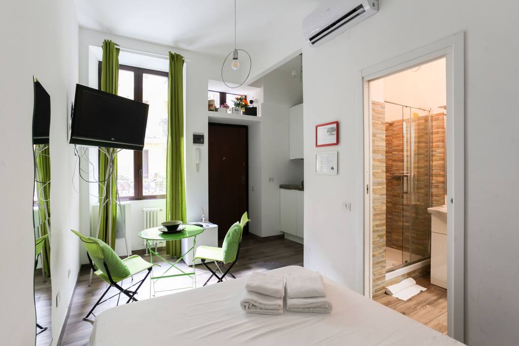 The living room & The bathroom
