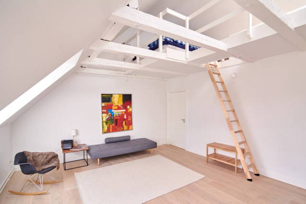 Very cool Nordic/ New Yorker style. This is the 1st duplex which is 62m2. Beds upstairs