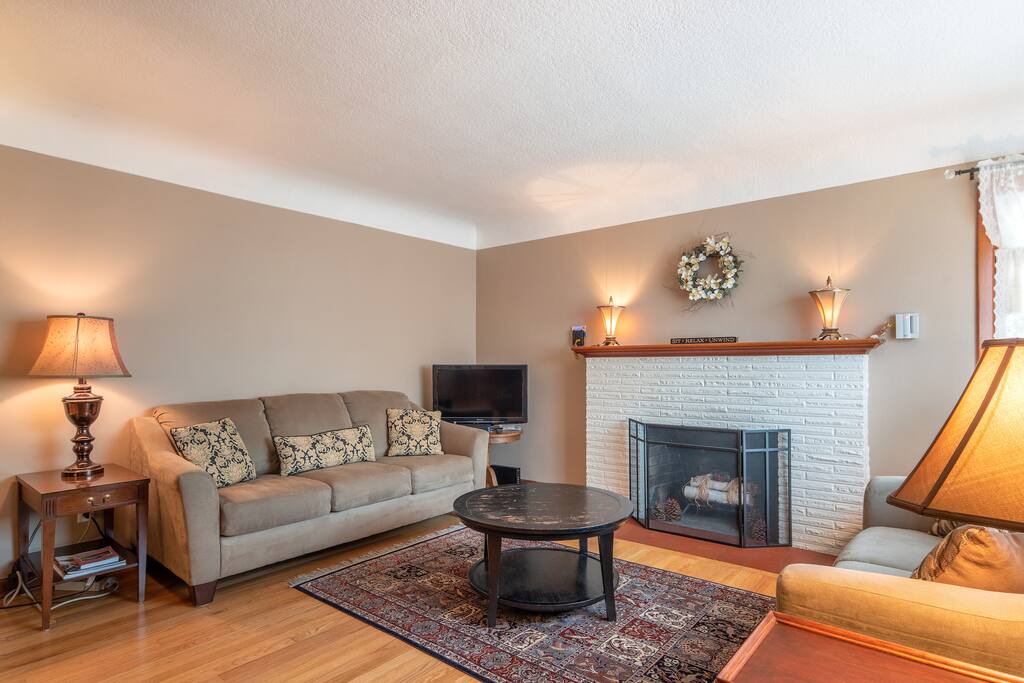 The fireplace is for decorative purposes only, but adds a nice touch.