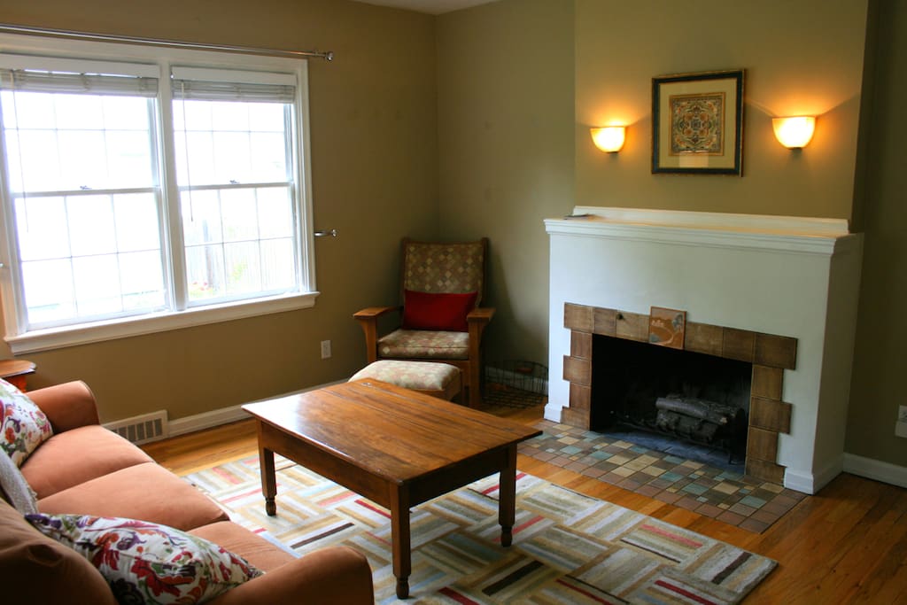 Cozy living room at front entrance to house.