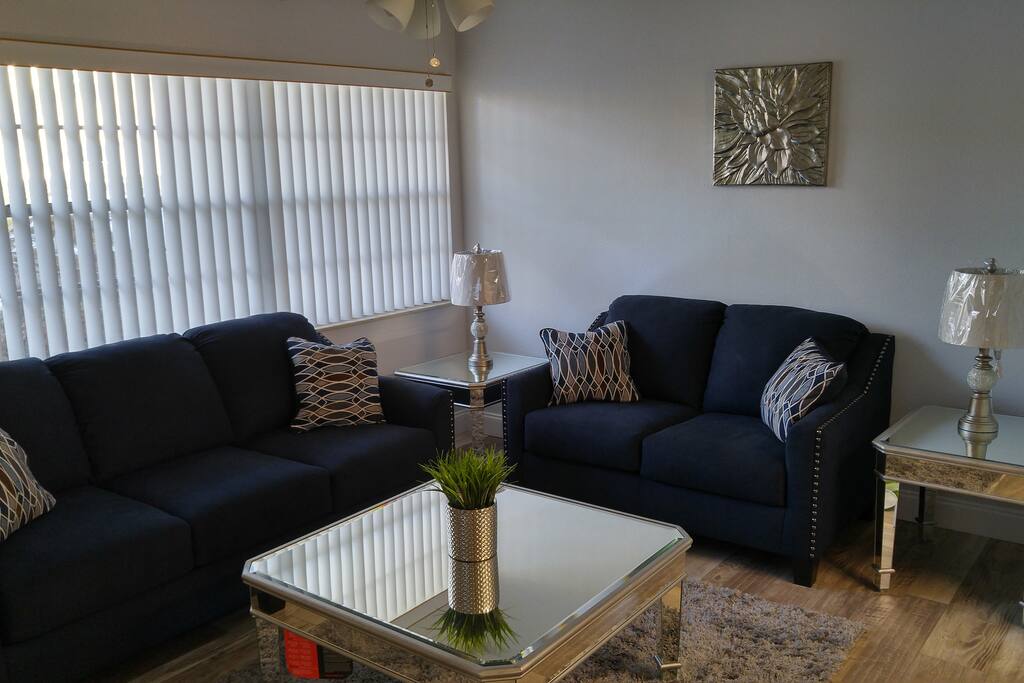Living room with pullout queen sleeper bed