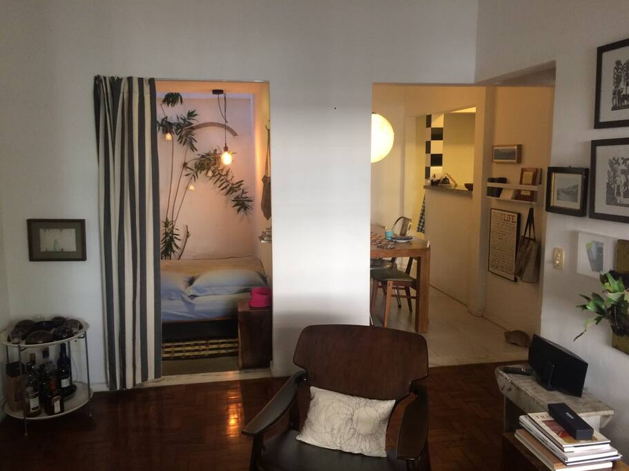 sala de estar, quarto de hospedes e jantar