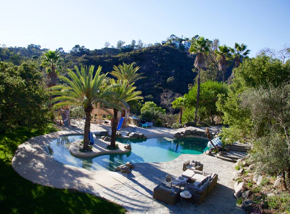 Pool View from the upstairs hallway