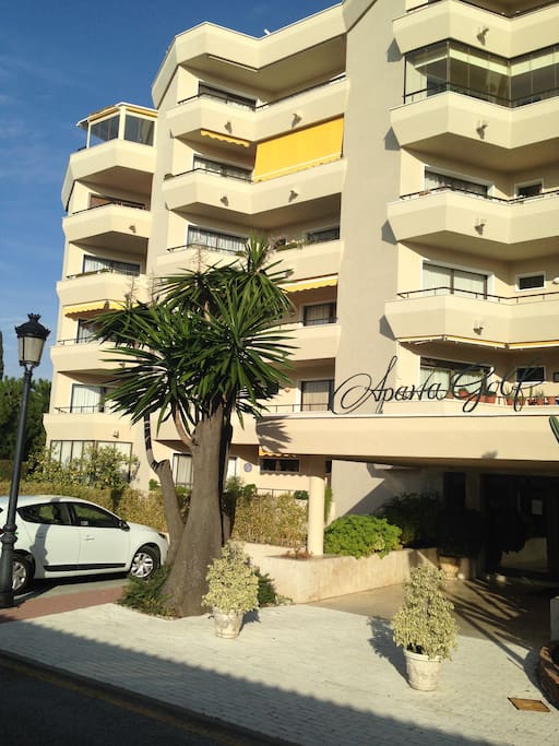 Private parking with secure access to apartment building
