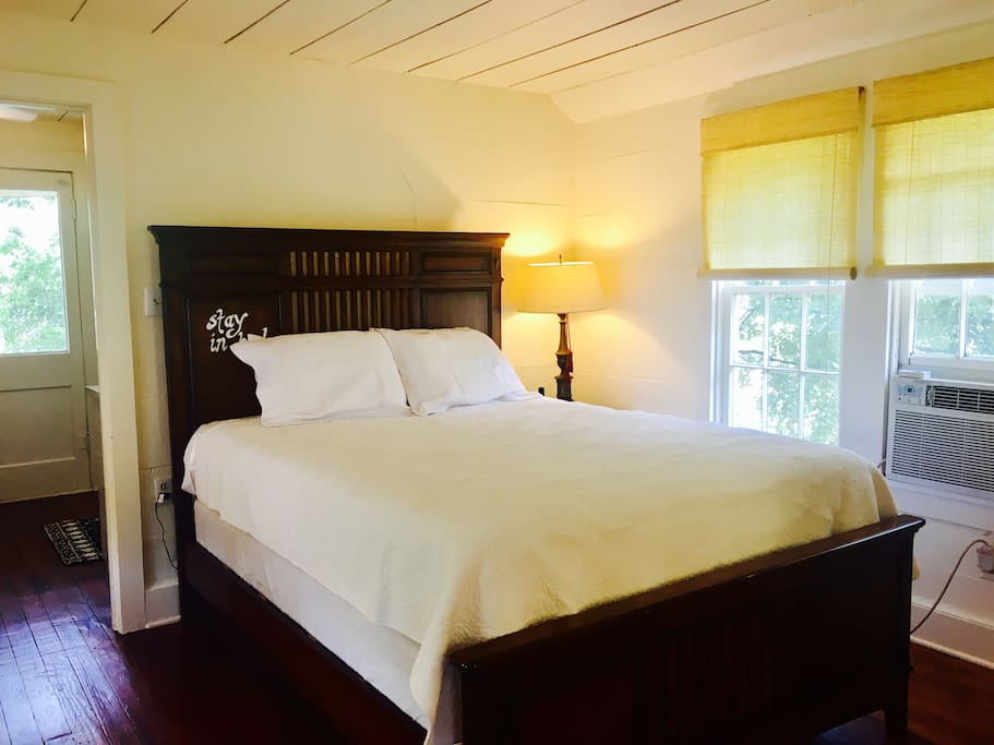 Comfy queen size bed with extra sets of linens