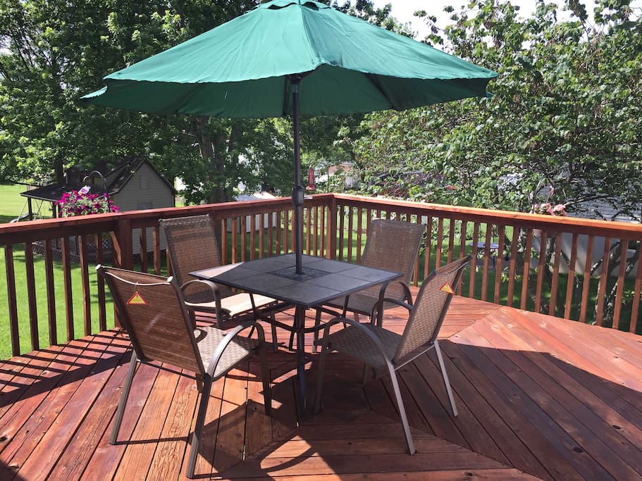 Enjoy time outside on the private furnished deck.