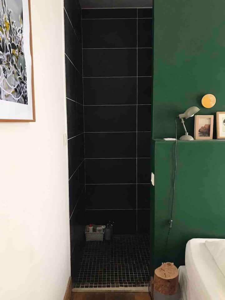 Გასასეირნებელი საშხაპე, საძინებელი დაბლა 