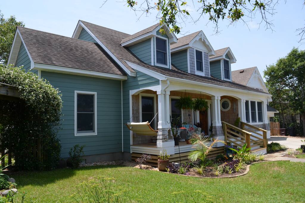 View of the front of our home. The garage with the guest suite above is on the far right side of the house.