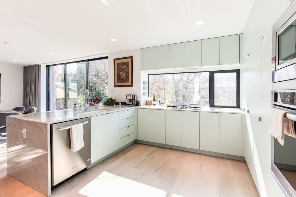 View from den to kitchen