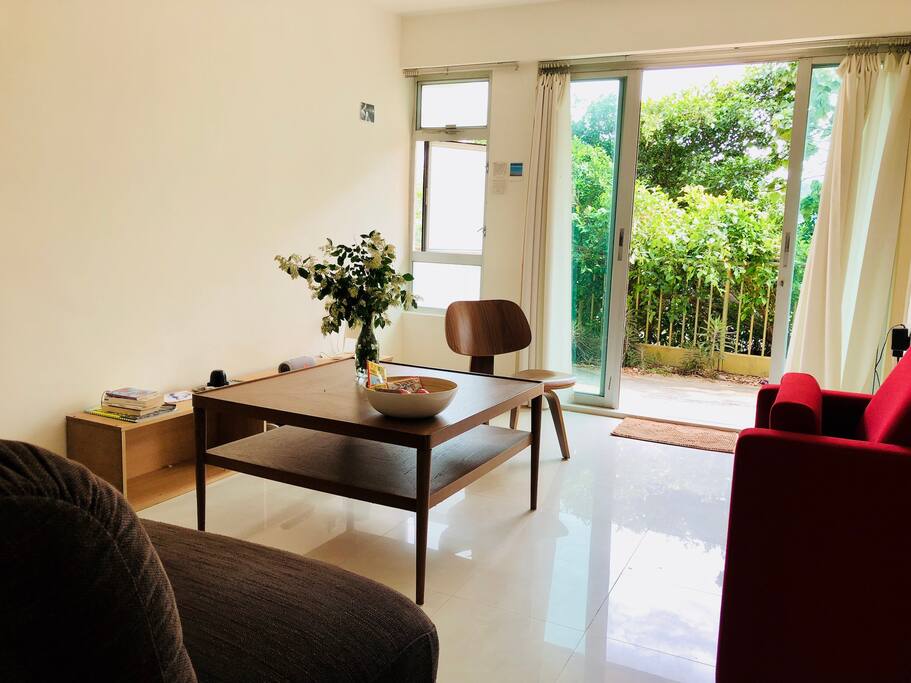 Living room with large bays